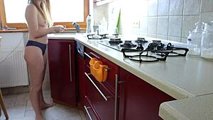 i got a morning surprise in the kitchen from a gorgeous bitch that led to hot sex