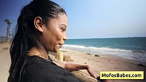 Ebony pornstar Eden West seduces Charles Dera with her big natural tits and shaved pussy.