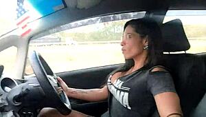 Married woman driving couldn't resist jerking for friend Mr. Matusalem