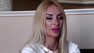 The blonde tries out as a porn actress during casting.