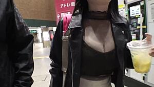 yo, check these amazing natural g-cup tits working a hard cock to the edge!