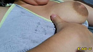 My little stepdaughter teases me while watching a movie together.