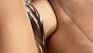 Penetrating and fingering my stepdaughter, she squirts hard the little brunette.