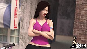 puerto rican character interacts with huge cartoon cock in interracial scene