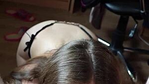 Staring deep while sucking dick and balls until cum fills my mouth