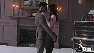 puerto rican character interacts with huge cartoon cock in interracial scene