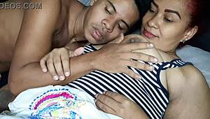 I suck my stepmom's tits in a hotel homemade video