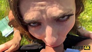 debt4k payback bitch gets outdoor blowjob revenge 😏