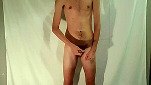 Petite 18+ Joe Nuts jerking big cock after gay porn