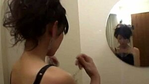 Naughty Japanese babe with perfect tits masturbates in steamy shower