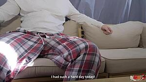 step mom wanted a massage, ended up with oral creampie surprise.