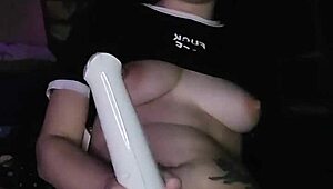 The alt pawg starts masturbating with vibrator and toys, building to orgasm