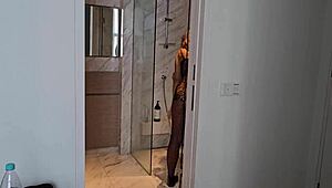 Hardly FUCK Hotel Room Service Sexy Maid for Pissing My Shower Cabin and Being Naughty!