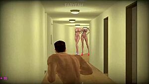 Giant Futanari and Bigtits MILF Aunty Play Bizarre Hotel Room Game