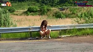 Incredible! Danna Hot Totally Nude And Urinating Right In The Street With Big Tits