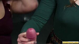 Cfnm Babes Dominate with Shared Blowjob Action in Humiliating Scene