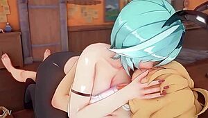 Topless Bunny Gives Cowgirl