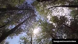 Hey, wanna see Sunny Lane finger her pussy outside?