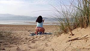 I Filmed a Curvy MILF Changing Clothes on Beach