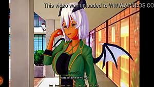 Oh wow, meet the hellhound girl with huge tits in this hentai champion realm!