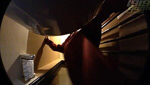 Wow, curvy teen caught on toilet cam in HD!