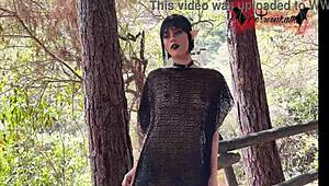 Gothic Elf Masturbating In The Forest With Dildo, Holy Hell!