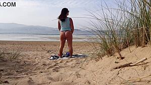 I Filmed a Curvy MILF Changing Clothes on Beach
