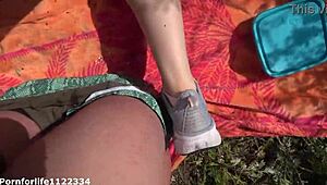 picnic turns naughty with intense public cock riding and cumshot 😈