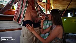 That hippie fucked me relentlessly at Woodstock for three days.