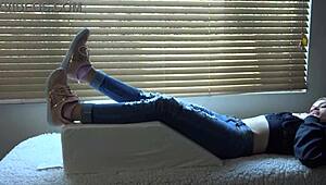 kristy's fresh sneakers spark wild fetish close-up action