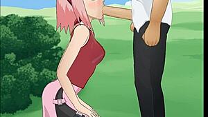 Naruto Sakura Haruno Deepthroat Action