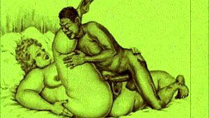 vintage erotic illustration with a seductive anime twist