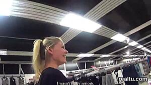 stellar czech chick seduced in shopping centre. nailed in pov.