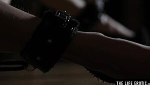 bdsm beauty tied up masturbates with big natural tits