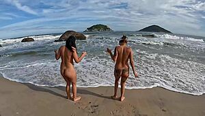 Wild Latina Teen Parties on Naturist Beach Abricó
