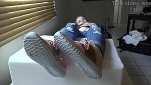 kristy's fresh sneakers spark wild fetish close-up action