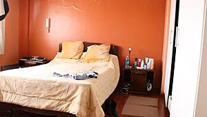 Maid's husband jerks off watching me dress for work!