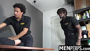 Two Gay Mall Guards Punish Young 18+ Twink for Stealing