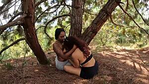 Wow! Outdoor threesome after workout with sloppy friends banging hard!