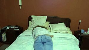 very excited 58-year-old mature woman touches herself