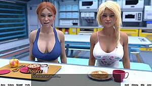 Stranded in space, she gives a public handjob to his huge cock 😍