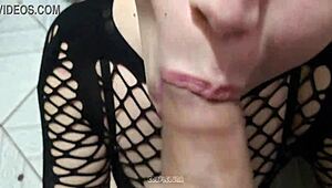 Hot redhead milf teases with lingerie while enjoying a big dick