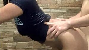 Young girl and her best friend have sex in the bathroom