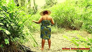 My BBW Wife Fetched Firewood In Forest, Used Wet Pussy To Escape African Ghost