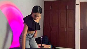 latina teen catches her stepbro jerkin off, oh man