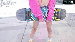 emma rosie grinds down thick pole with wild moves