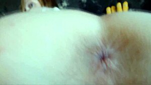 Chipped Fingernail Polish Closeups with Glass Dildo Orgasm in European Scene