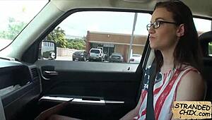 Holy Shit! Stranded Teen Sucks Cock for Ride Home!