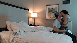 Romantic makeout session with tattooed teen in private