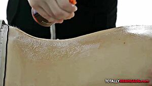 ginger gets horny during oiled massage with blowjob and fucking